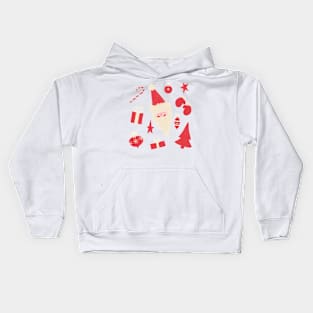 Red and White Retro Santa Pattern Kids Hoodie